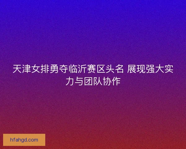 天津女排勇夺临沂赛区头名 展现强大实力与团队协作