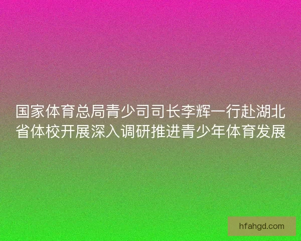 国家体育总局青少司司长李辉一行赴湖北省体校开展深入调研推进青少年体育发展